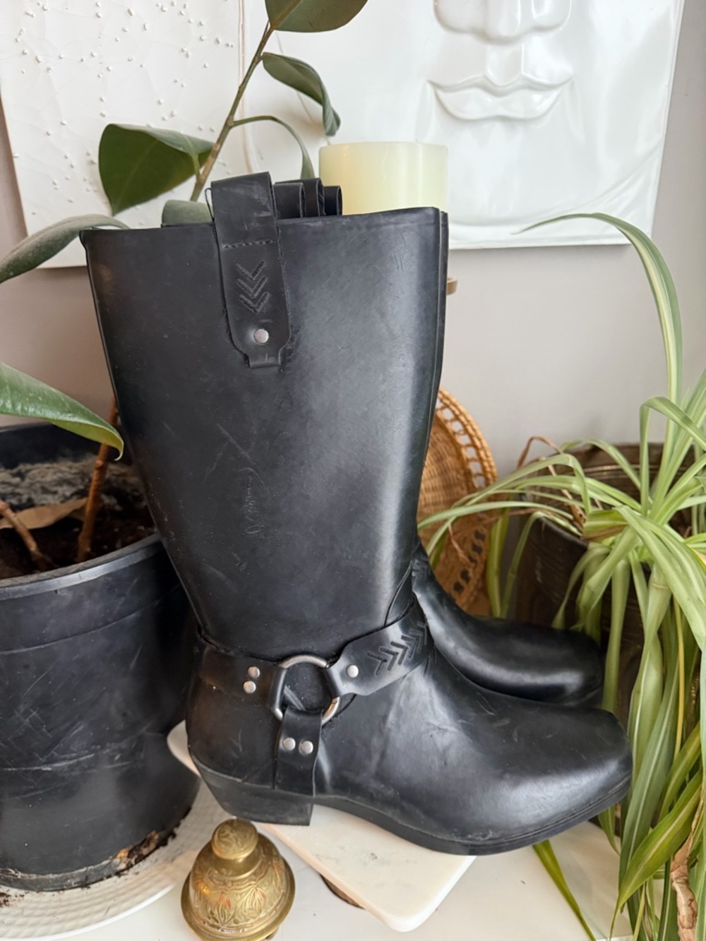 BOGS Dakota Black Rubber Waterproof Harness Rain Boots Size 9
